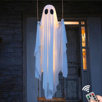 Halloween Swing White Ghost Illuminated Hanging Ornament